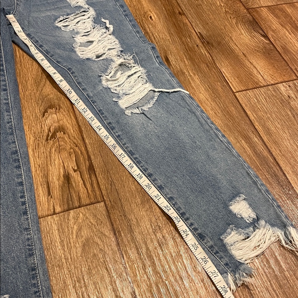 C'est Toi High Rise Straight Jeans with Rips Junior Size 5 - Picture 6 of 6